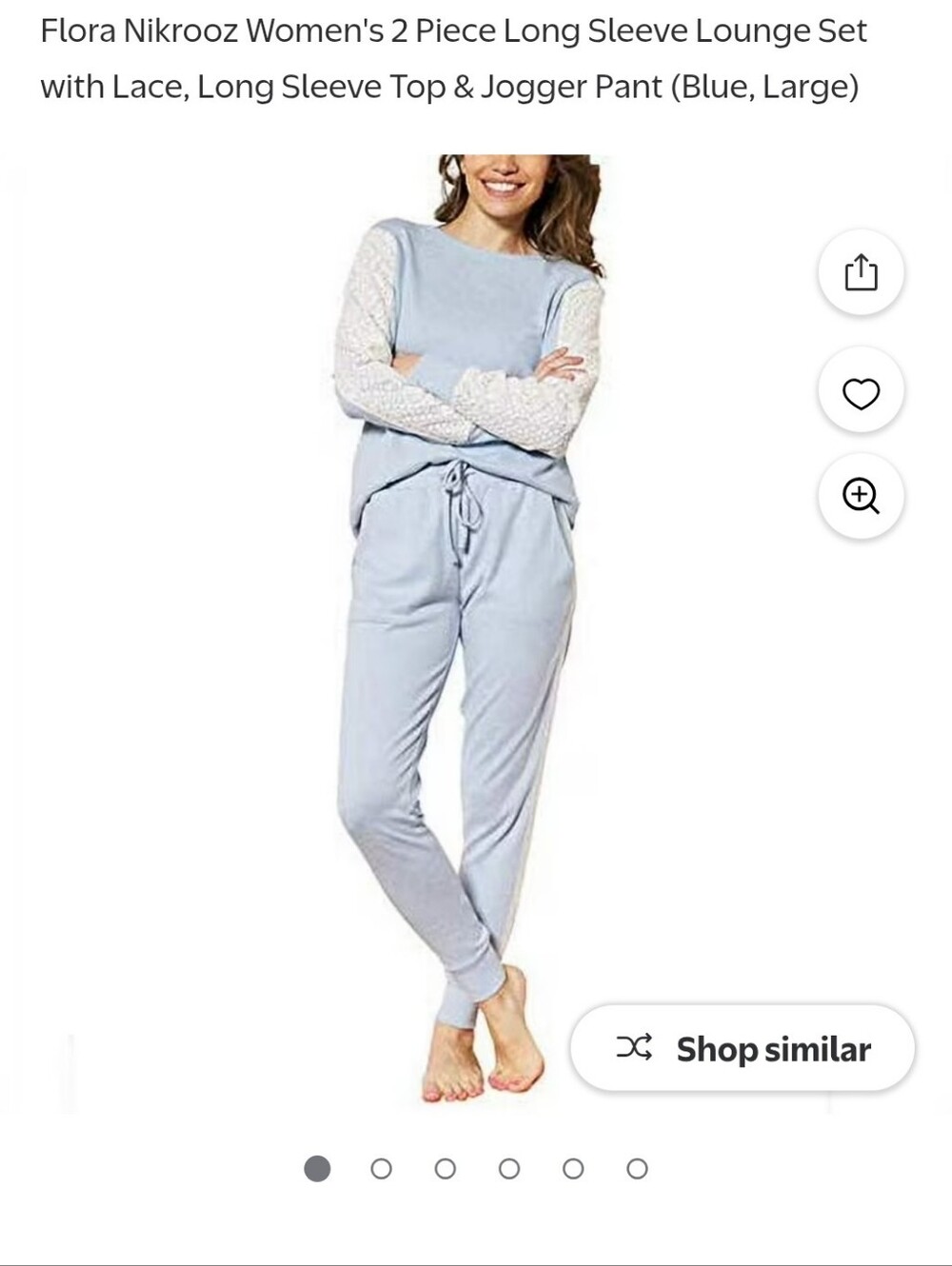NWT Flora Nikrooz Women's Blue Lace Sleeve Lounge Set
